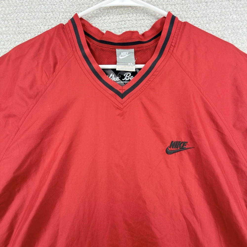 Nike Baseball Short Sleeve Batting Jacket Men XL Red V Neck Pullover Windbreaker - Picture 2 of 8
